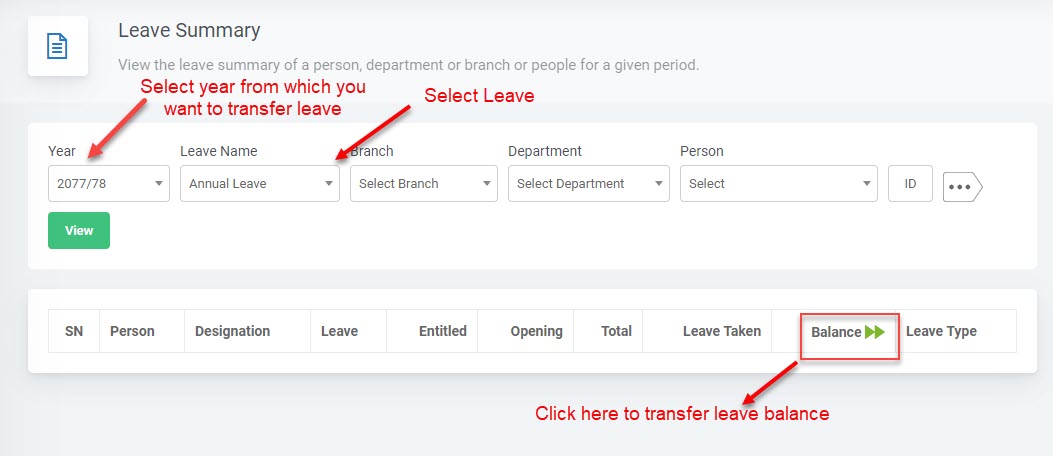 leave balance transfer