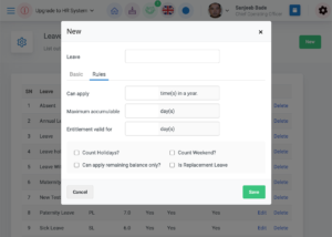 Flexible leave setup in HR cloud app