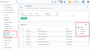 Personal Attendance Record, Monthly Attendance and Annual Attendance Reports with flexibility to show or hide columns.